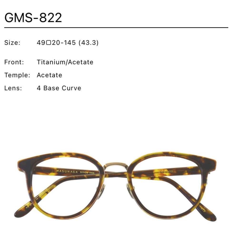 Masunaga glasses frames. Style GMS-822
